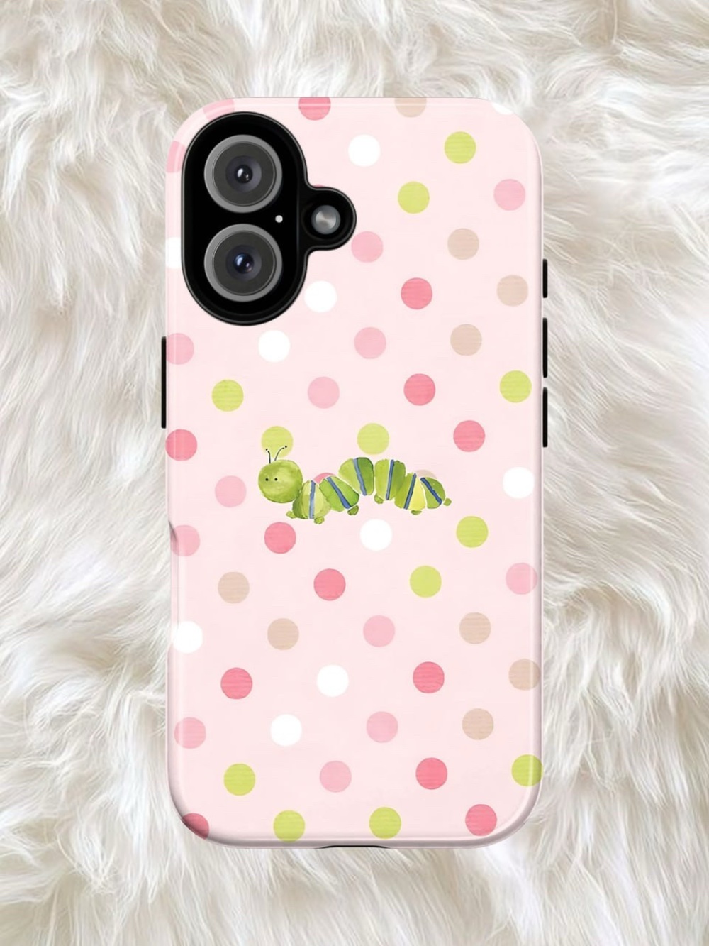 Pink Polka Dot Caterpillar Reptile-Themed Phone Case